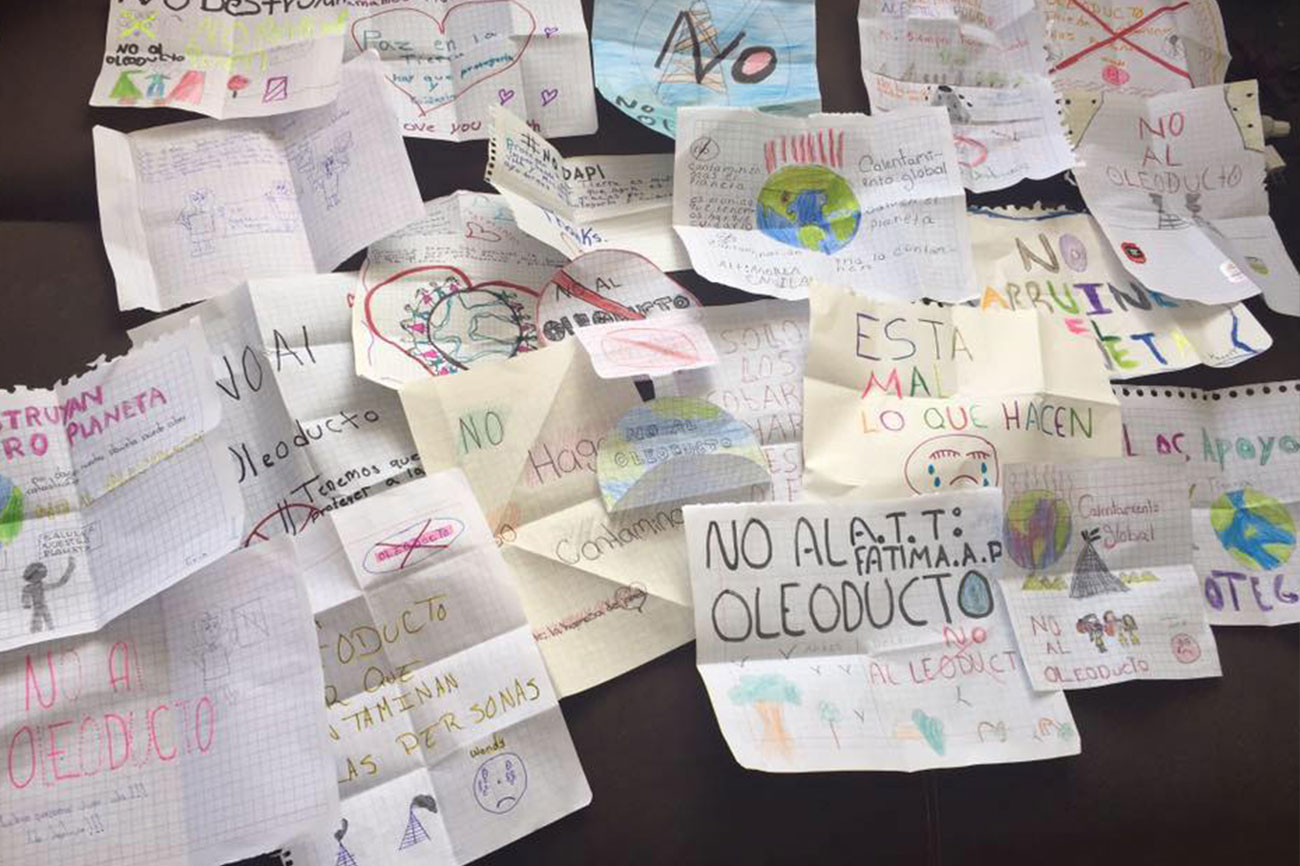 Drawings and letters by local elementary school Ricardo Lopez Mendez 6th graders. / Photo: Dr. Michael Lande